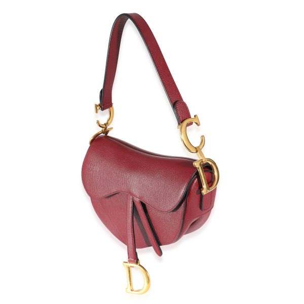 134427 sv Christian Dior Cherry Red Grained Calfskin Saddle Bag