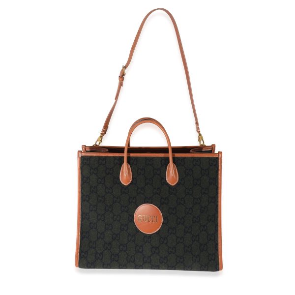 134431 clasp Gucci Khaki GG Felt Large Script Logo Tote