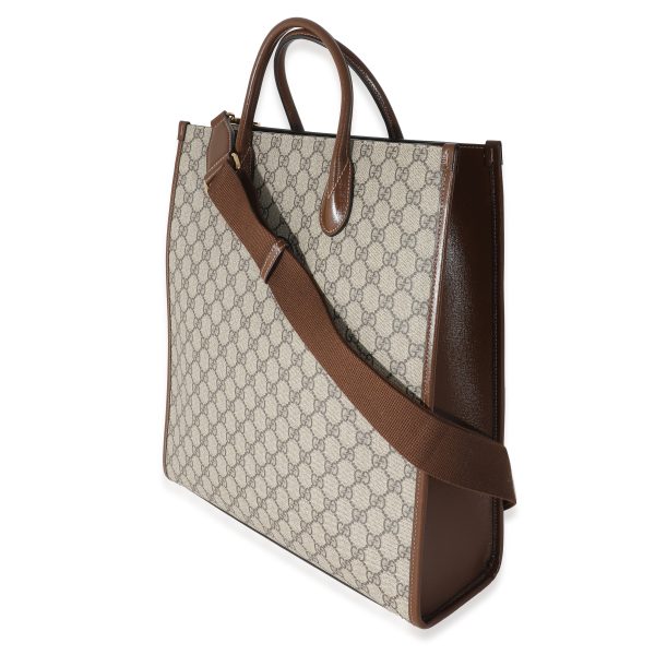 134433 sv 38747094 7e78 4385 b0d7 19f214d67001 Gucci Beige GG Supreme Canvas Brown Leather Medium Interlocking G Tote