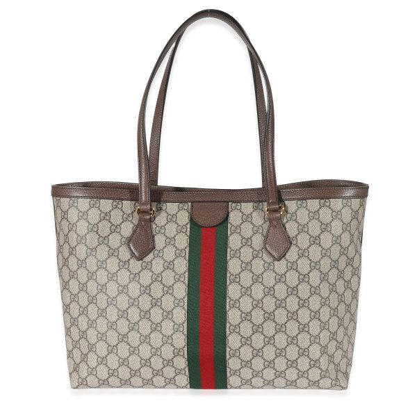 134456 stamp 5fc8610e 593c 464c 9954 4e0d6dbc3a14 Gucci Beige GG Supreme Canvas Medium Ophidia Web Tote