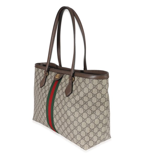 134456 sv 60ab3330 bb2a 4ed9 ae9f 83e339c51f3c Gucci Beige GG Supreme Canvas Medium Ophidia Web Tote