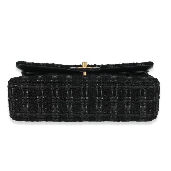 134469 box 8ad05852 e194 4761 8135 1d3ae9be4c06 Chanel Black Tweed Woven Leather Medium Classic Double Flap Bag