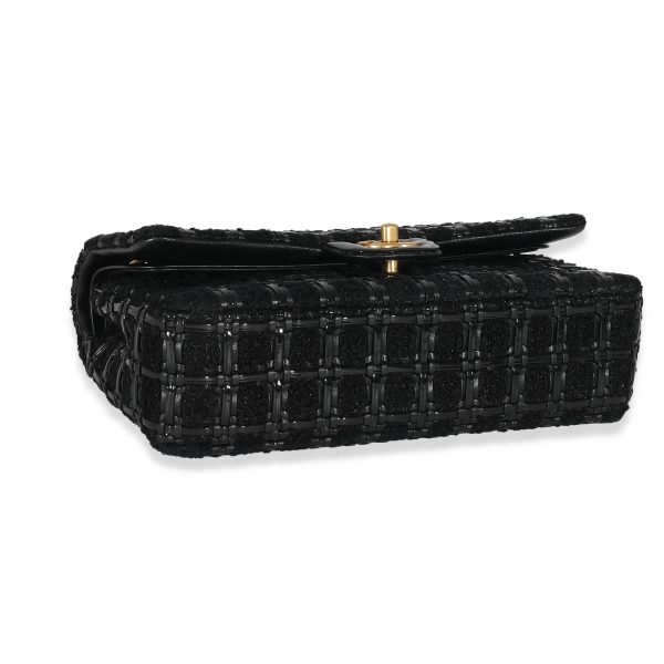 134469 pv 72b827c1 5e9b 45fe a0ba ee00f8c35584 Chanel Black Tweed Woven Leather Medium Classic Double Flap Bag