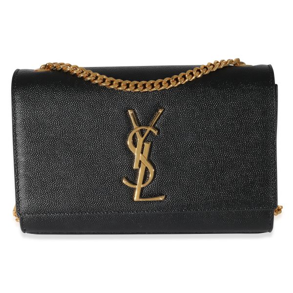 134499 fv Saint Laurent Black Grain De Poudre Small Monogram Kate Bag