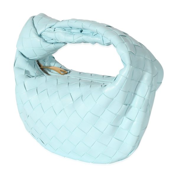 134524 sv Bottega Veneta Teal Washed Intrecciato Lambskin Mini Jodie