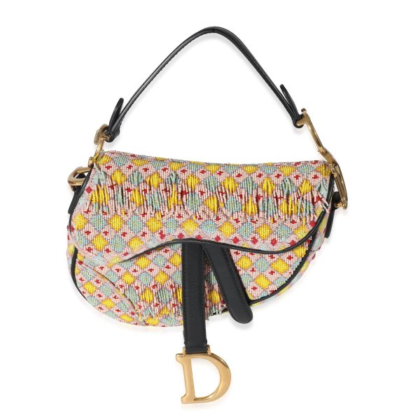 134533 fv 988fd3de 9ea5 42f8 9f30 ef8b7afda8c8 Christian Dior Multicolor Beaded Tassel Micro Saddle Bag