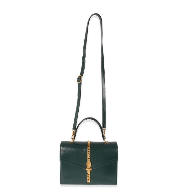 134544 bv Gucci Green Leather Small 1969 Sylvie Top Handle Bag