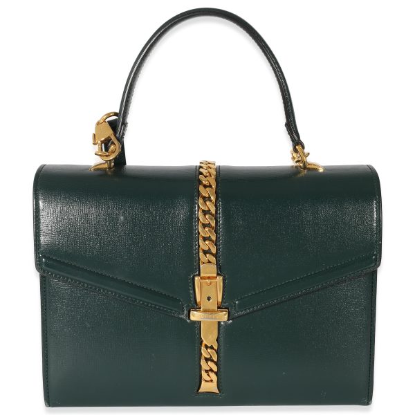 134544 fv Gucci Green Leather Small 1969 Sylvie Top Handle Bag