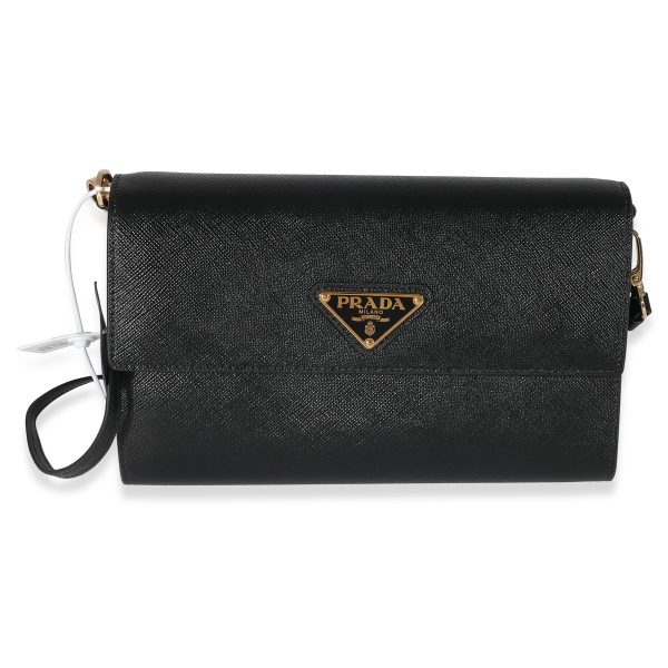 134565 fv Prada Black Saffiano Wallet With Strap