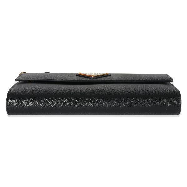 134565 stamp Prada Black Saffiano Wallet With Strap