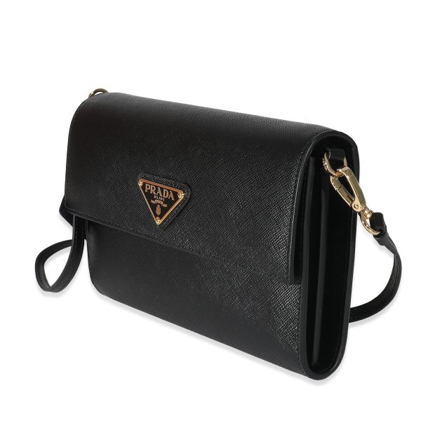 134565 sv Prada Black Saffiano Wallet With Strap