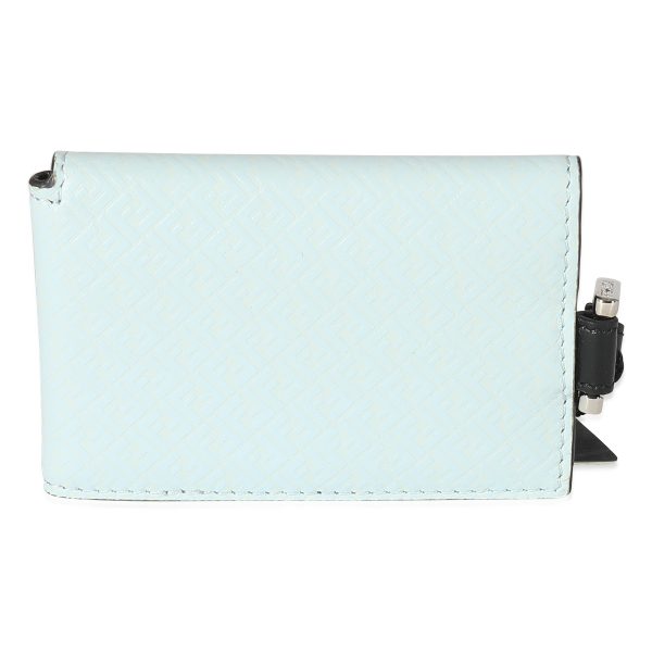 134574 clasp Fendi Blue Zucca Leather Card Holder On Strap