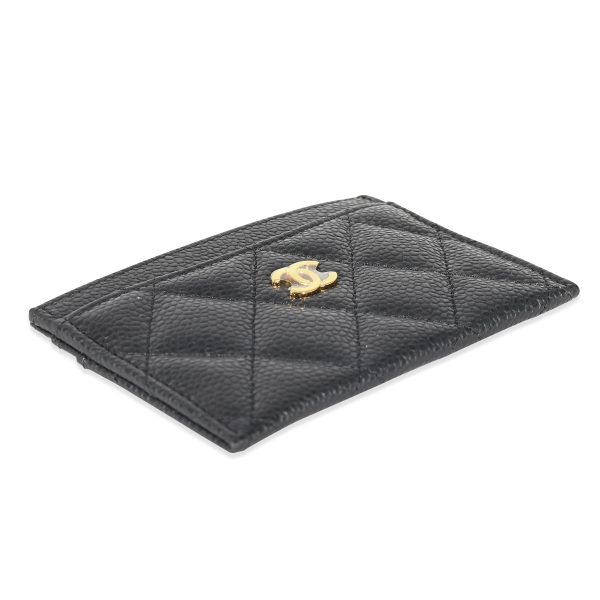 134586 bv Chanel Black Quilted Caviar Card Case