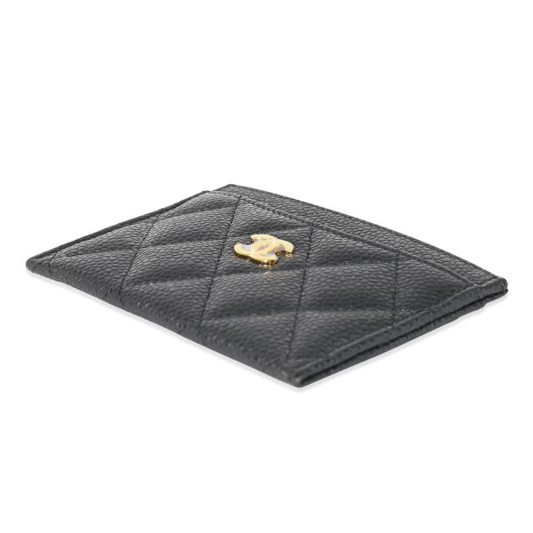 134586 clasp Chanel Black Quilted Caviar Card Case