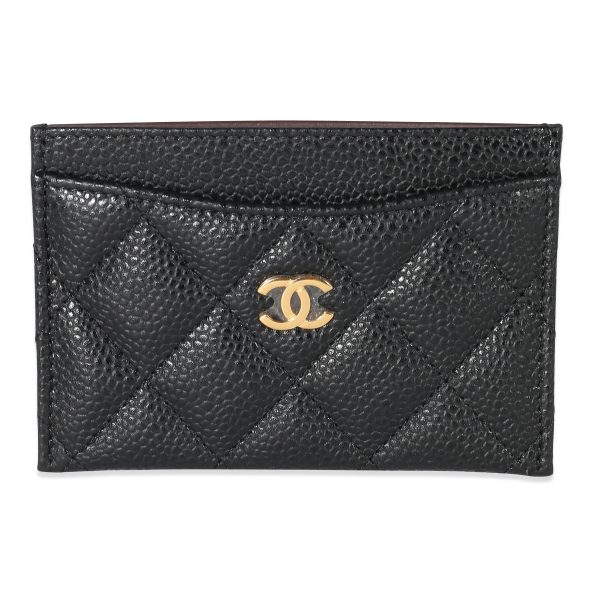 134586 fv Chanel Black Quilted Caviar Card Case
