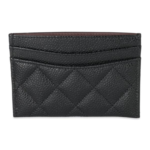 134586 pv Chanel Black Quilted Caviar Card Case