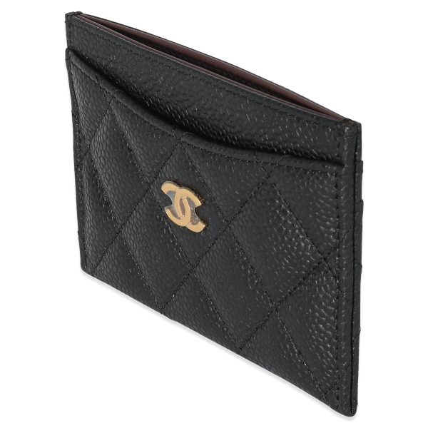 134586 sv Chanel Black Quilted Caviar Card Case