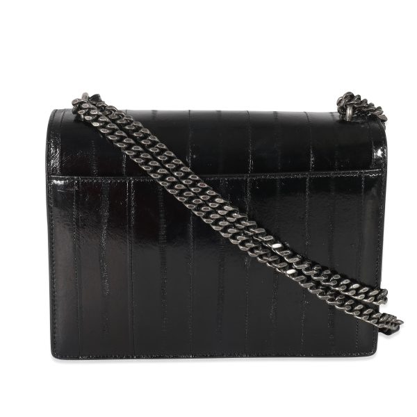 134604 pv 5d087cae e1bf 4df1 95d7 35d3797dfd12 Saint Laurent Black Glossy Eelskin Medium Monogram Sunset Bag