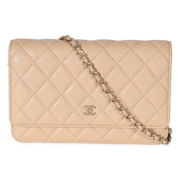 134605 fv Chanel Beige Quilted Caviar Wallet On Chain