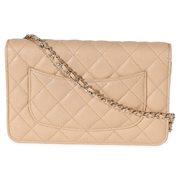 134605 pv Chanel Beige Quilted Caviar Wallet On Chain