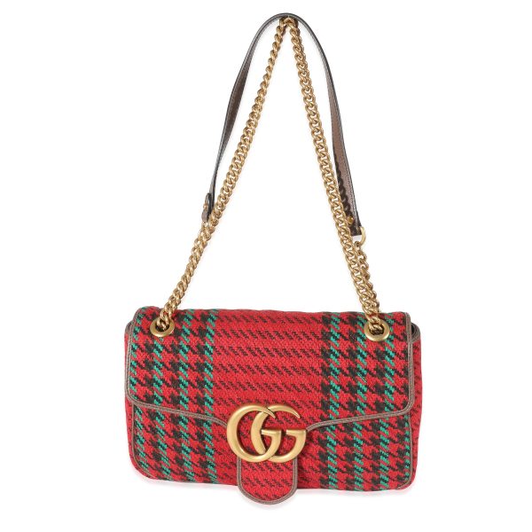 134607 bv 4fa26517 92e0 4bf4 8a96 4788a81af5bb Gucci Multicolor Houndstooth Wool Small GG Marmont Shoulder Bag