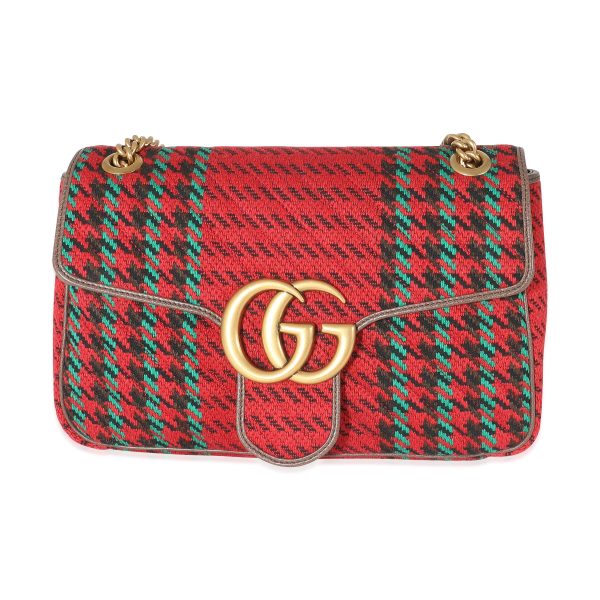 134607 fv 660f8556 cf3e 4168 8e65 3ae666464831 Gucci Multicolor Houndstooth Wool Small GG Marmont Shoulder Bag