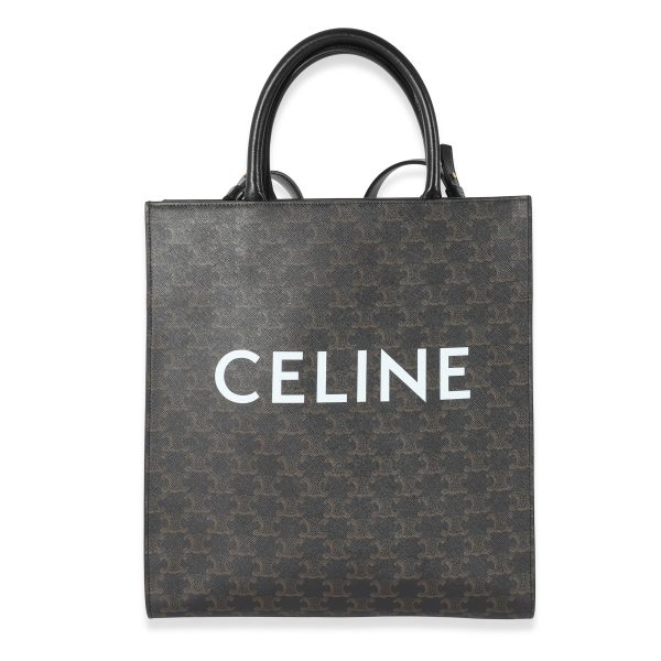 134616 fv 2820554c b691 45fa 9b84 db09f0cb130a Celine Black Triomphe Canvas Medium Vertical Cabas Tote