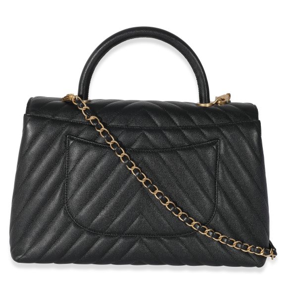 134665 pv Chanel Black Chevron Caviar Coco Top Handle Bag