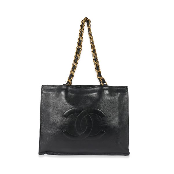 134677 fv Chanel Vintage Black Lambskin CC Chain Tote