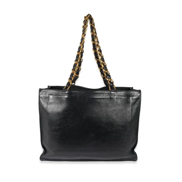 134677 pv Chanel Vintage Black Lambskin CC Chain Tote