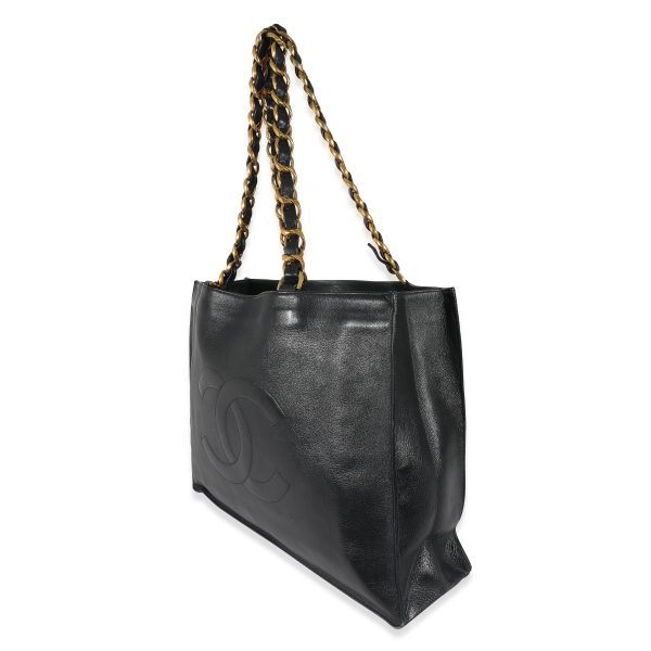 134677 sv Chanel Vintage Black Lambskin CC Chain Tote