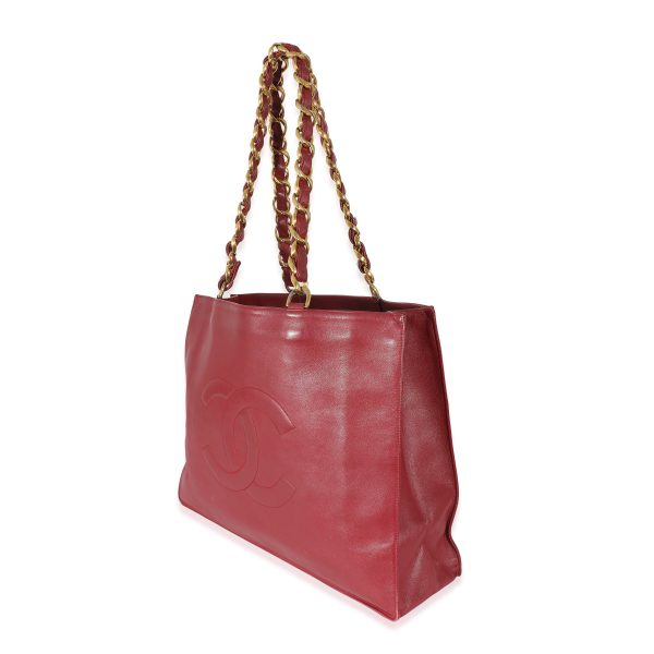 134678 sv Chanel Vintage Burgundy Lambskin CC Chain Tote