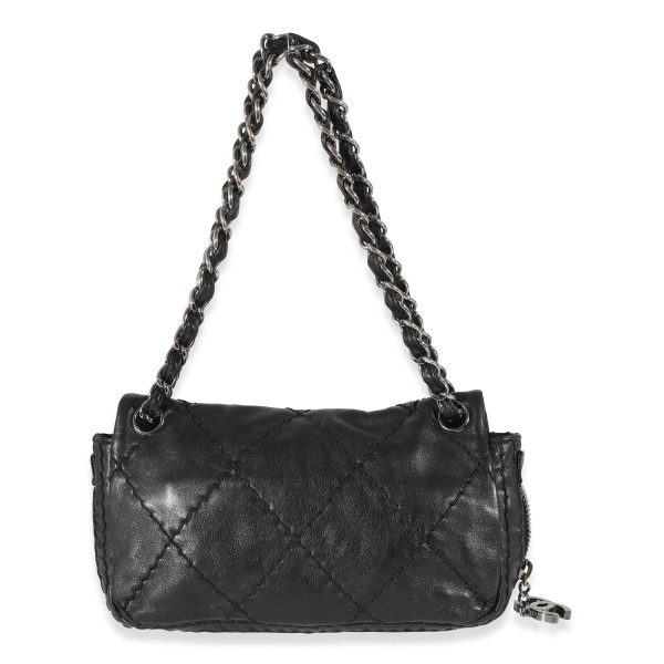 134720 pv Chanel Black Quilted Calfskin Expandable Flap Bag