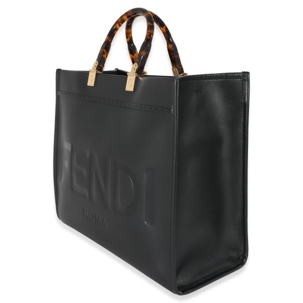 134724 sv Fendi Black Vitello King Sunshine Medium Sunshine Shopper