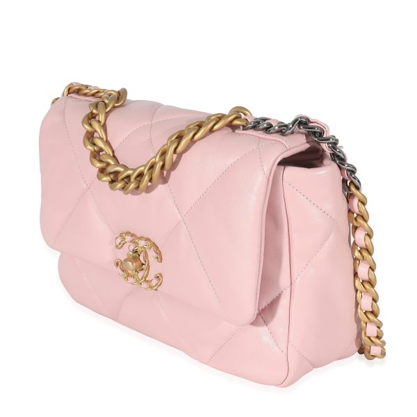 134729 sv Chanel Light Pink Lambskin Small Chanel 19 Flap Bag