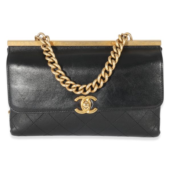 134735 fv Chanel Black Lambskin Stitched Medium Coco Luxe Flap Bag