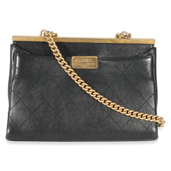 134735 pv Chanel Black Lambskin Stitched Medium Coco Luxe Flap Bag