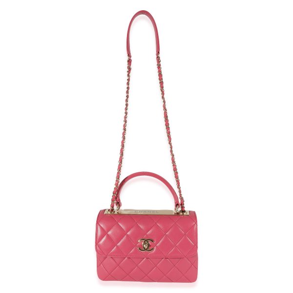 134739 bv Chanel Dark Pink Quilted Lambskin Small Trendy Dual Top Handle