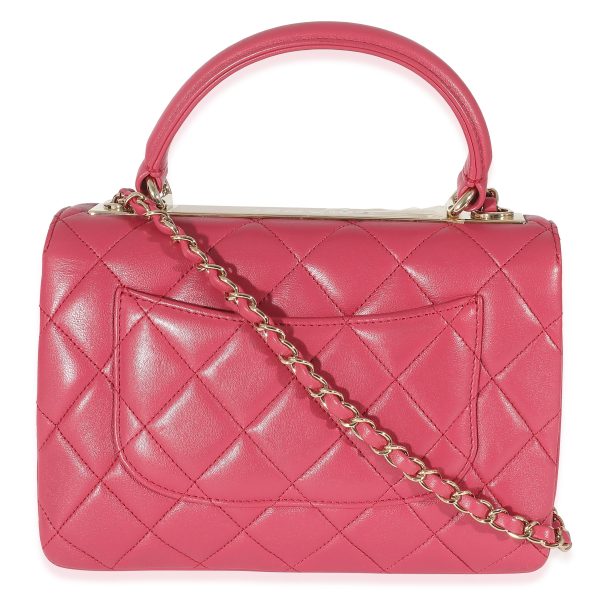 134739 pv Chanel Dark Pink Quilted Lambskin Small Trendy Dual Top Handle