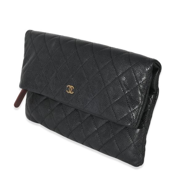 134758 sv e6d6f580 2ed2 458d 8d66 f66b5fd00b46 Chanel Black Quilted Caviar CC Flap Clutch