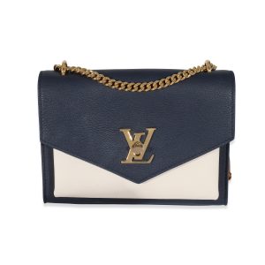 134760 fv Louis Vuitton Saumur Damier Azur canvas Leather Shoulder Bag White