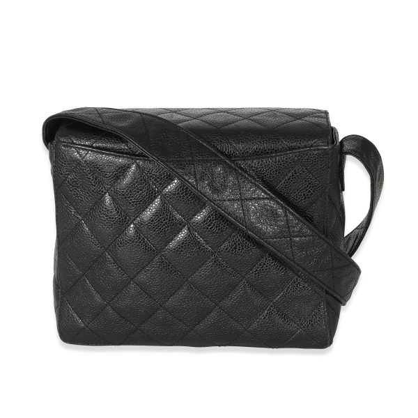 134761 pv 40b6e7cc 6d11 4b2e a62d 14fcfe28e9ff Chanel Vintage Black Quilted Caviar Square Messenger Flap