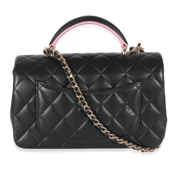 134769 pv Chanel Bi Color Quilted Lambskin Mini Top Handle Rectangular Flap