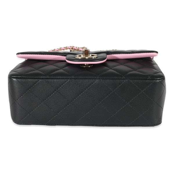 134769 stamp Chanel Bi Color Quilted Lambskin Mini Top Handle Rectangular Flap