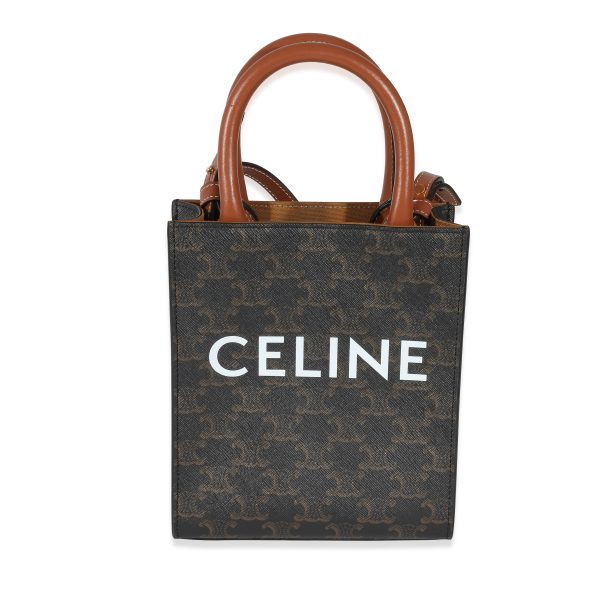 134781 fv Celine Tan Triomphe Canvas Mini Vertical Cabas Tote