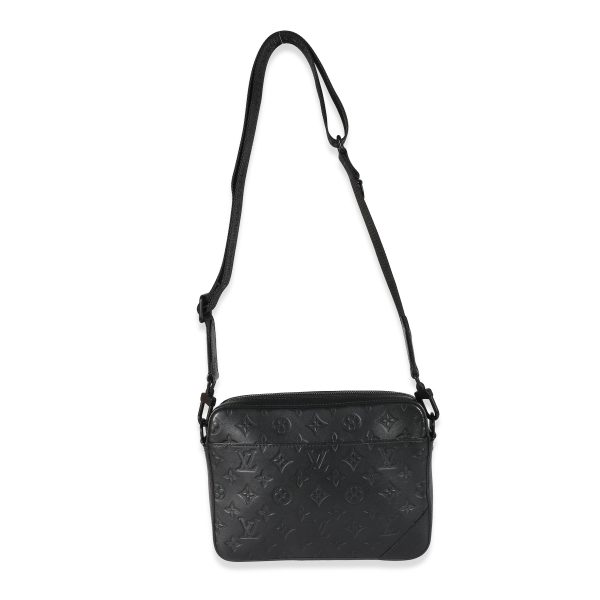 134782 bv Louis Vuitton Black Monogram Shadow Leather Duo Messenger Bag