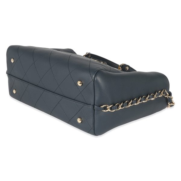 134821 box Chanel Navy Quilted Bullskin Shopping Tote