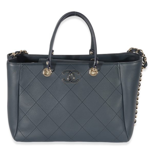 134821 fv Chanel Navy Quilted Bullskin Shopping Tote