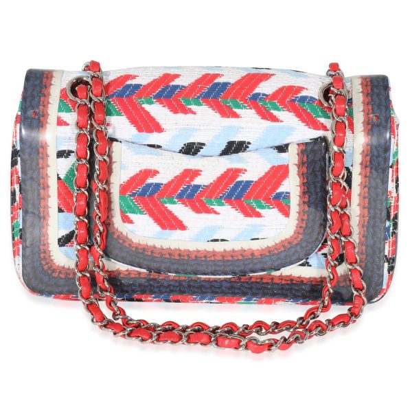 134822 pv Chanel Multicolour Tweed Silicone Braid Medium Classic Flap