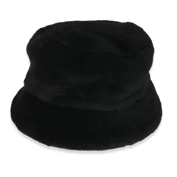 134833 pv c4bfaa8d 177a 4fc7 b066 4e173d81a6b0 Prada Black Shearling Logo Bucket Hat L